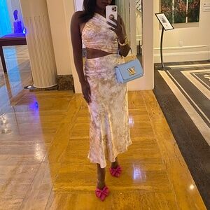 Zara  cut out satin effect printed dress